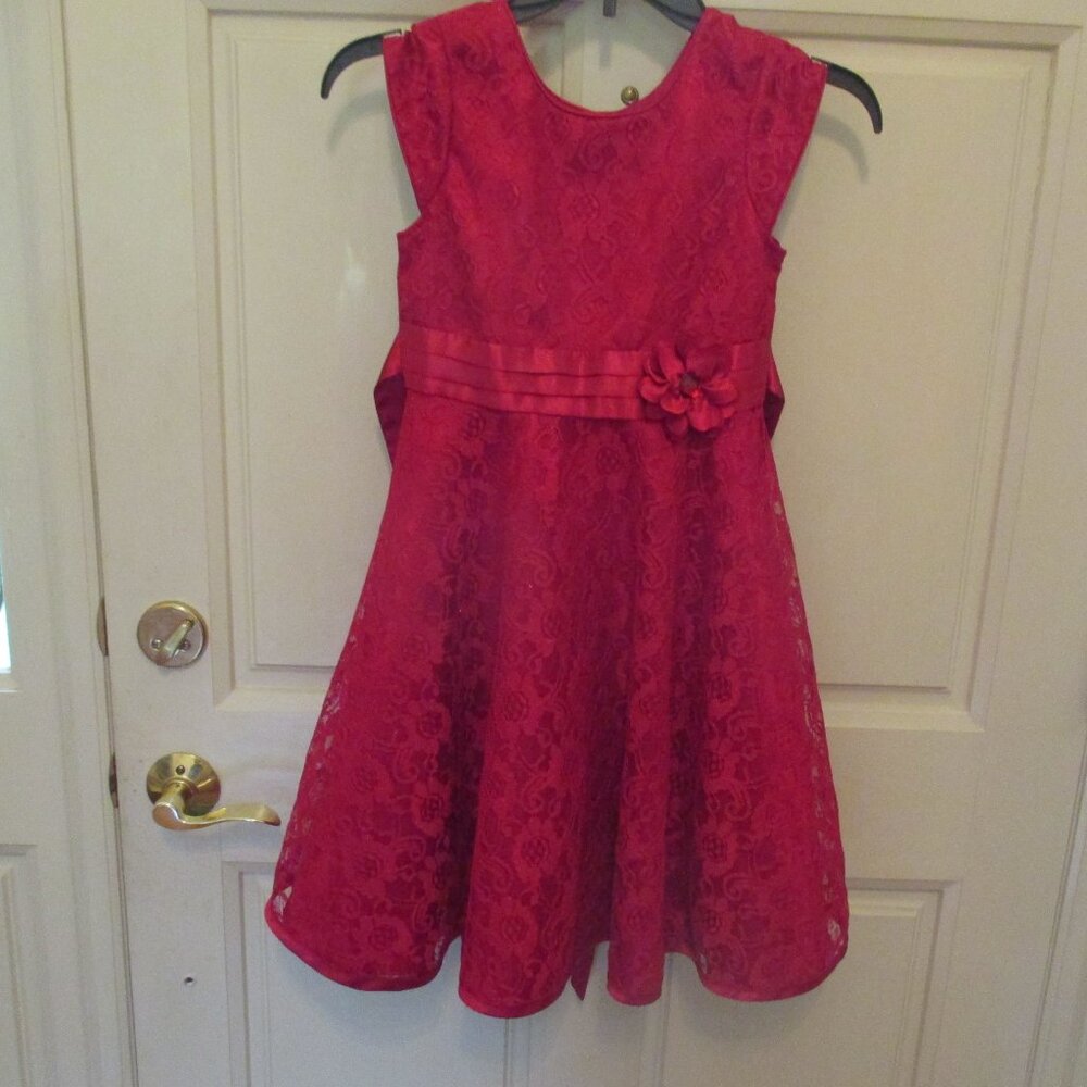 Jona Michelle Girls Dress Size 8 Red Glitter Party Dress Sparkle Valentines Day